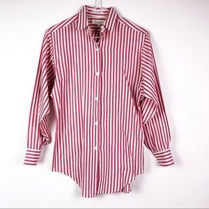 Vintage Red White Pinstripe Blouse